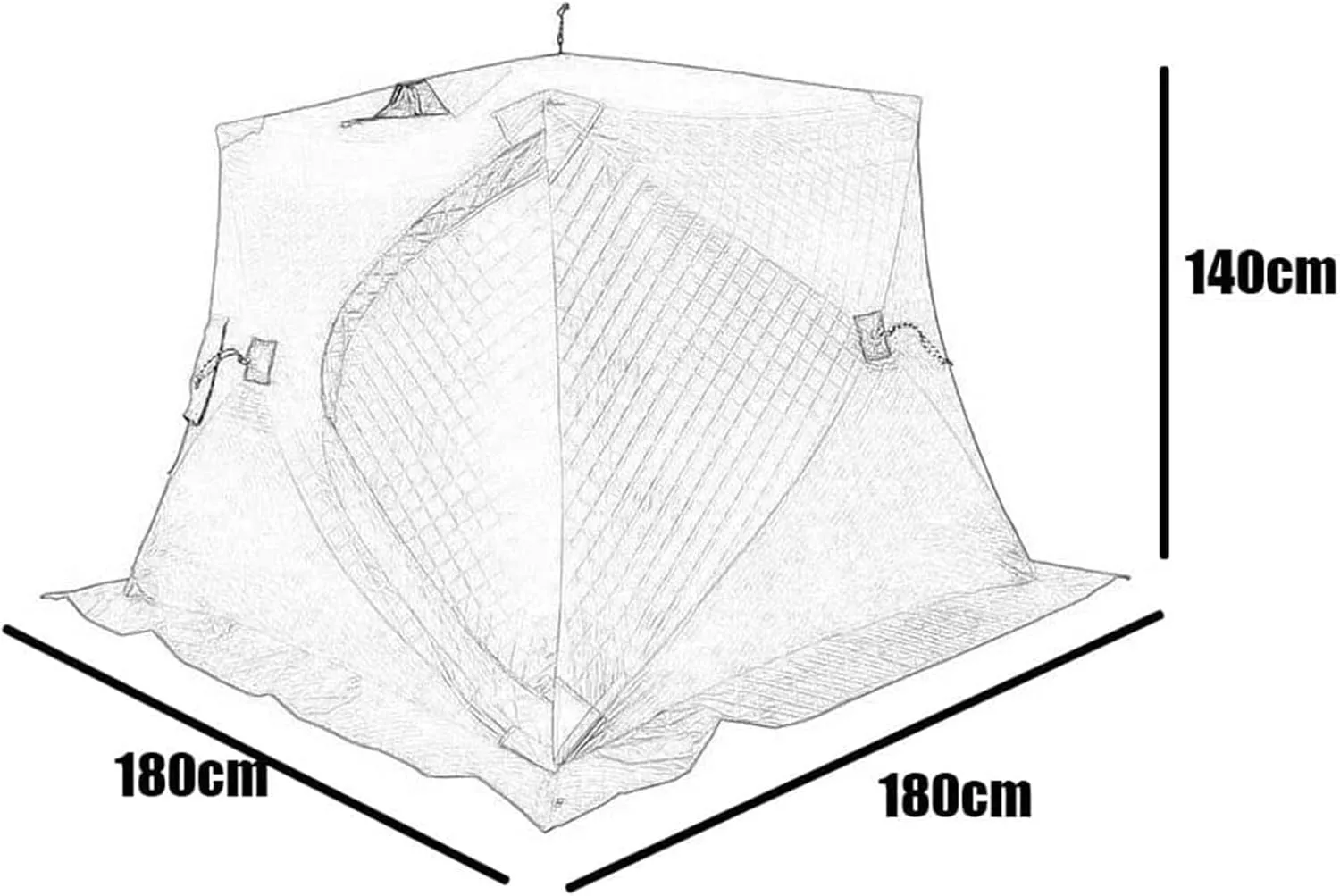 Portable 3 Person Ice Fishing Tent Lightweight Tent, Insulated Ice Fishing Shelter Ice Fishing Shanty for Ice Fishing Camping Travel (A 180x180x140cm)