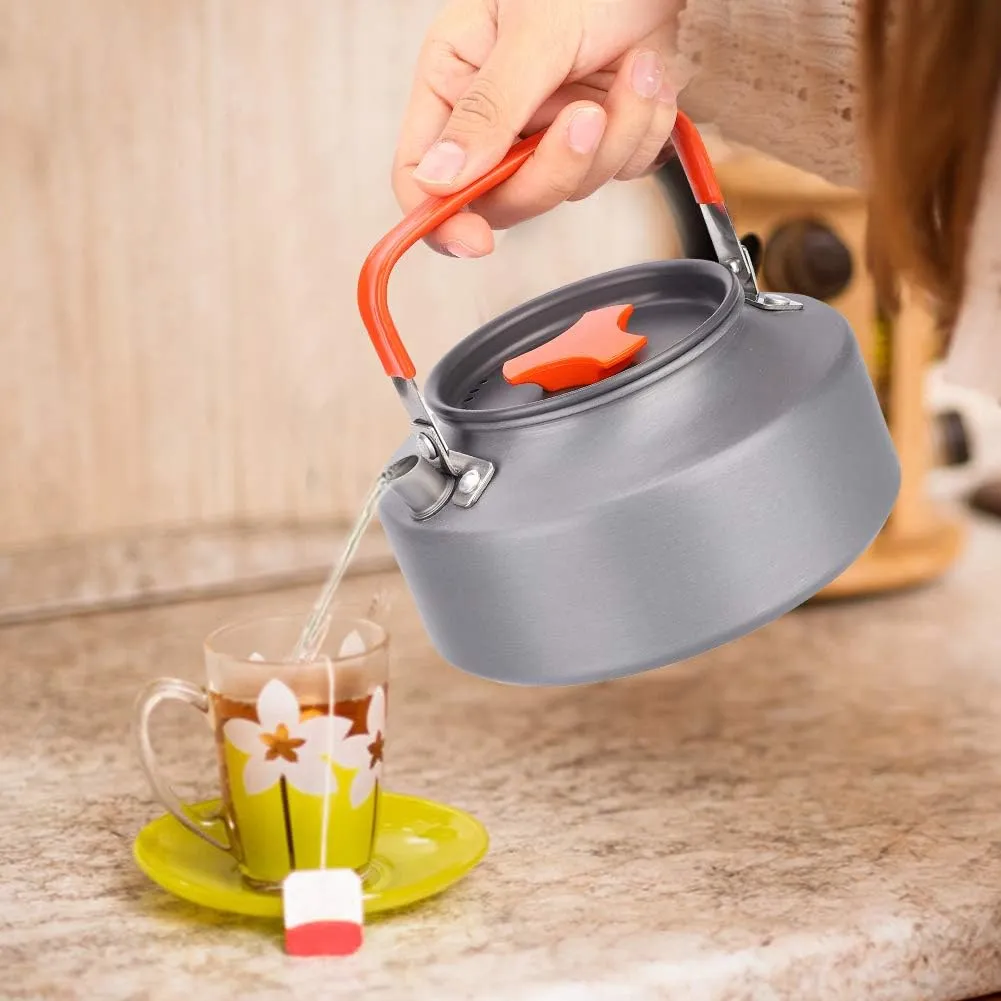 Portable Aluminum 1.1L Teapot Coffee Tea Pot Kettle for Camping Hiking Kitchen Outdoors Picnic