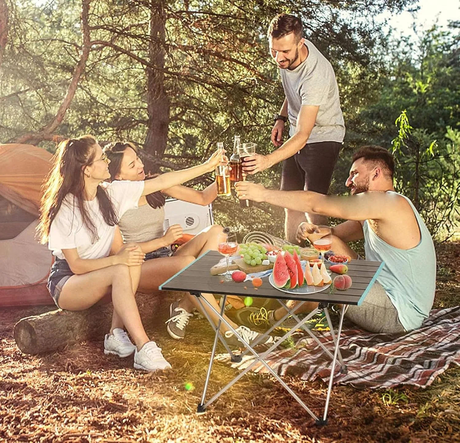 Portable Aluminum Outdoor Camping Table Folding Camping Table with Carrying Bag Outdoor Indoor BBQ Dining Table for Camp, Hiking, Beach, BBQ, Kitchen,S