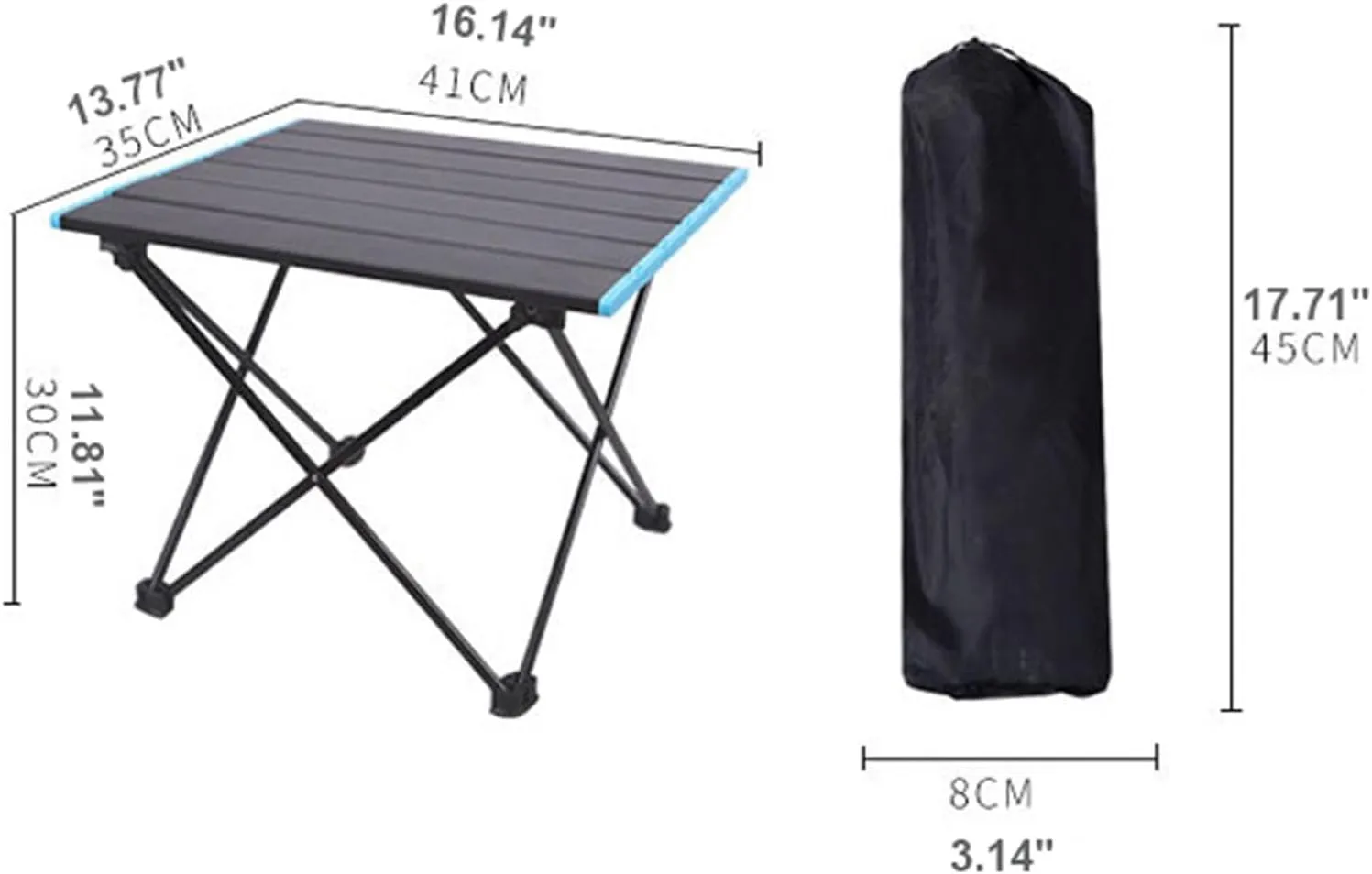 Portable Aluminum Outdoor Camping Table Folding Camping Table with Carrying Bag Outdoor Indoor BBQ Dining Table for Camp, Hiking, Beach, BBQ, Kitchen,S