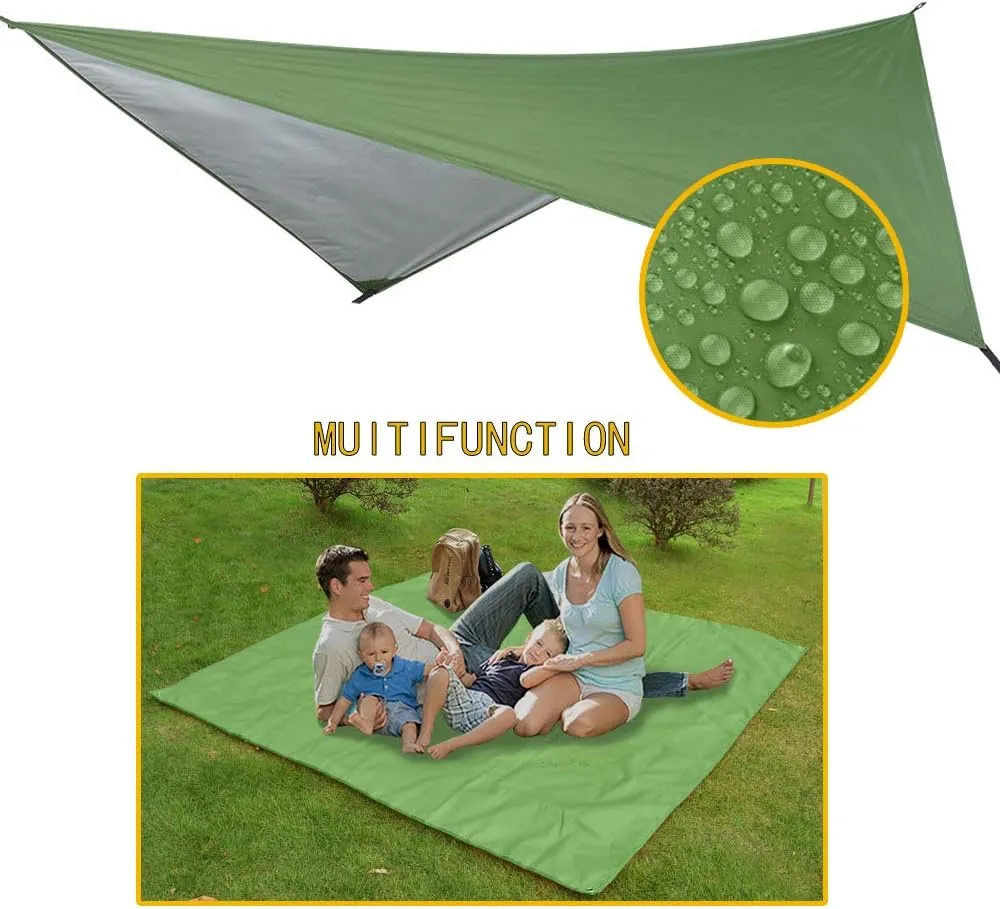 Portable Camping Hammock Set,Single Double Hammock,Insect-Proof net,Rain Fly Tarp,high-Strength Parachute Cloth Hammock,Backpack Hiking Courtyard Outdoor Activities.