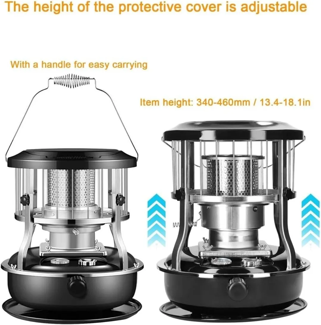 Portable Camping Stove, 2-in-1 Kerosene Heater,4.5 Liter Adjustable Paraffin Heater, Camping Heater With Wick,Stay Warm For 16-20 Hours,for Boiling Water Heating Cooking(Black)