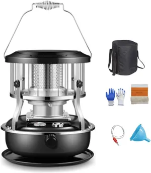 Portable Camping Stove, 2-in-1 Kerosene Heater,4.5 Liter Adjustable Paraffin Heater, Camping Heater With Wick,Stay Warm For 16-20 Hours,for Boiling Water Heating Cooking(Black)