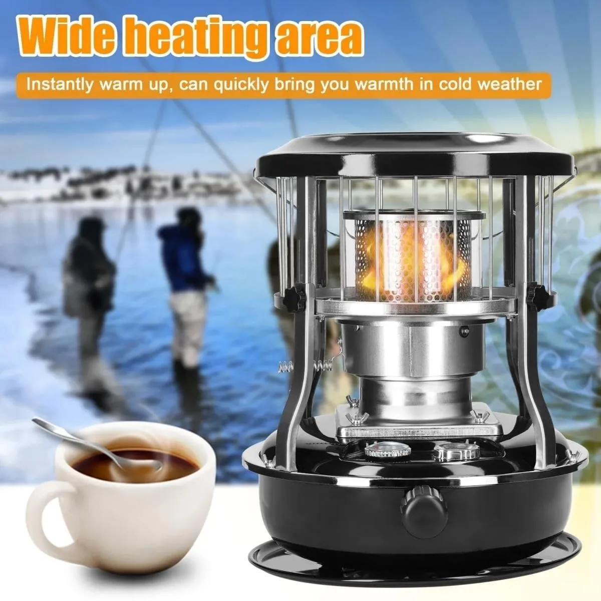 Portable Camping Stove, 2-in-1 Kerosene Heater,4.5 Liter Adjustable Paraffin Heater, Camping Heater With Wick,Stay Warm For 16-20 Hours,for Boiling Water Heating Cooking(Black)