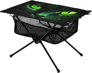 Portable Camping Table Foldable with Mesh Storage Lightweight Compact Camp Tent Side Table for Outside,Camping,Hiking,Tailgating,Green Eyes
