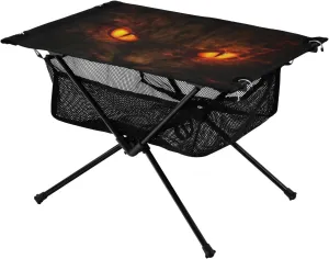 Portable Camping Table Foldable with Mesh Storage Lightweight Compact Camp Tent Side Table for Outside,Camping,Hiking,Tailgating,Red Eyes