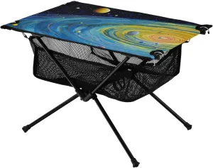 Portable Camping Table Foldable with Mesh Storage Lightweight Compact Camp Tent Side Table for Outside,Camping,Hiking,Tailgating,Space Galaxy