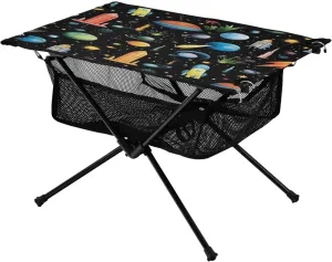 Portable Camping Table Foldable with Mesh Storage Lightweight Compact Camp Tent Side Table for Outside,Camping,Hiking,Tailgating,Space