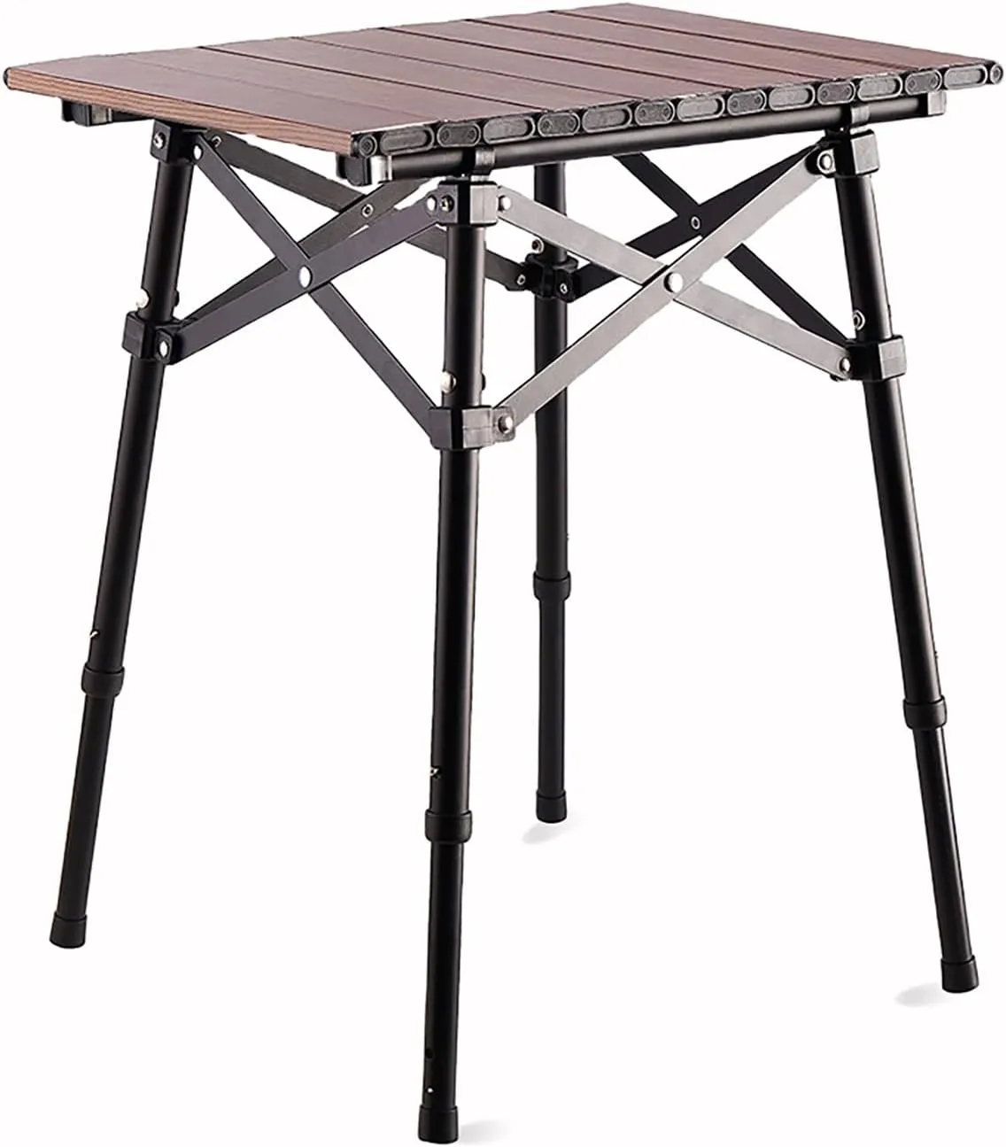 Portable Camping Table, Lightweight Aluminum Alloy Folding Beach Table with Carrying Bag, Outdoor Side Tables for Cooking, Picnic, Backyards, BBQ, Party(Brown,47x40cm)