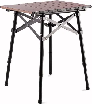Portable Camping Table, Lightweight Aluminum Alloy Folding Beach Table with Carrying Bag, Outdoor Side Tables for Cooking, Picnic, Backyards, BBQ, Party(Brown,47x40cm)