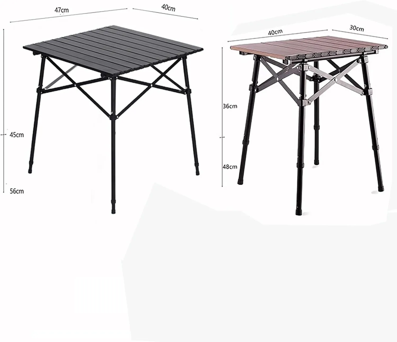 Portable Camping Table, Lightweight Aluminum Alloy Folding Beach Table with Carrying Bag, Outdoor Side Tables for Cooking, Picnic, Backyards, BBQ, Party(Brown,47x40cm)