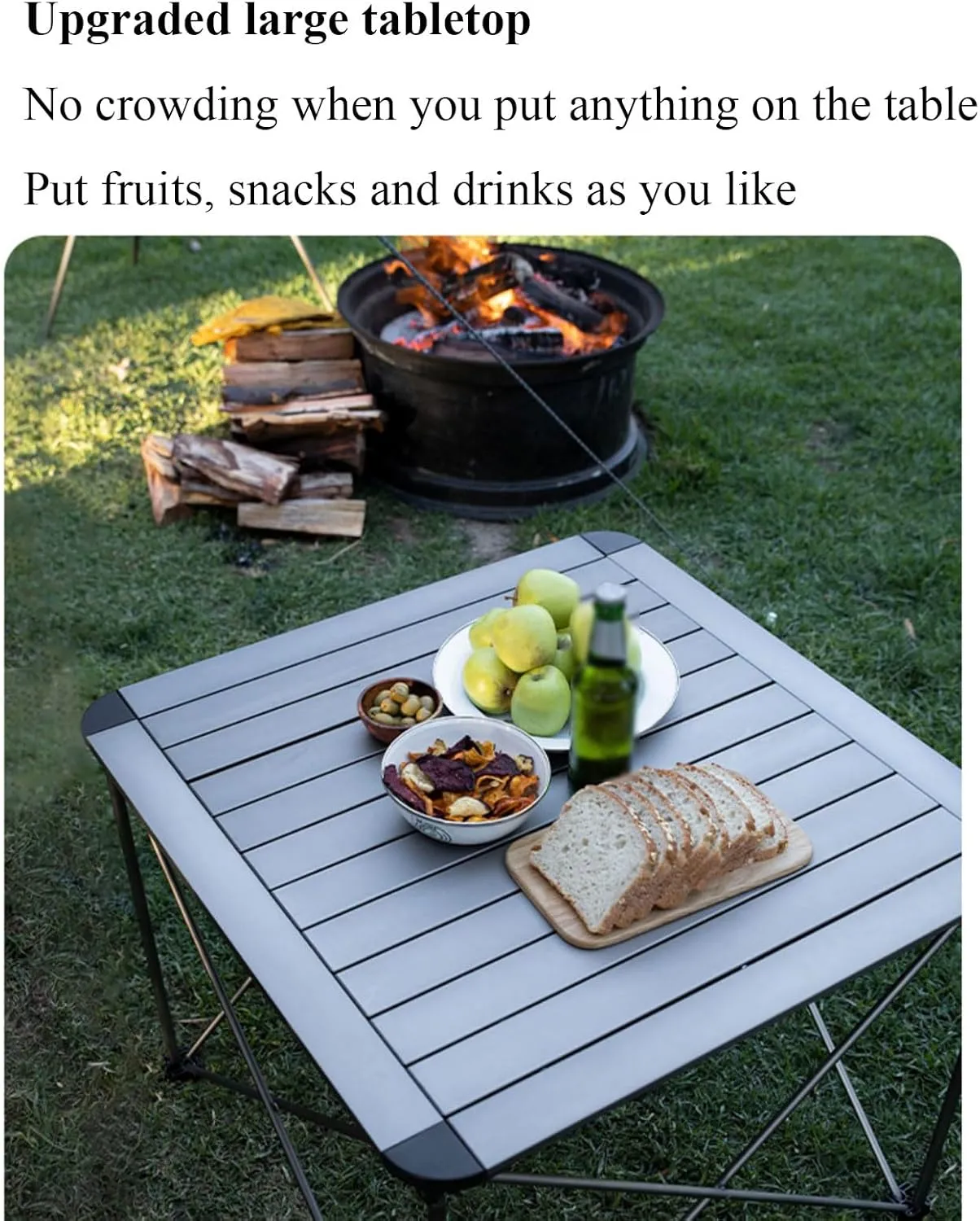 Portable Camping Table, Lightweight Folding Table, Easy to Carry, Perfect for Outdoor, Picnic, Cooking, Beach, Hiking,Medium Titanium Color