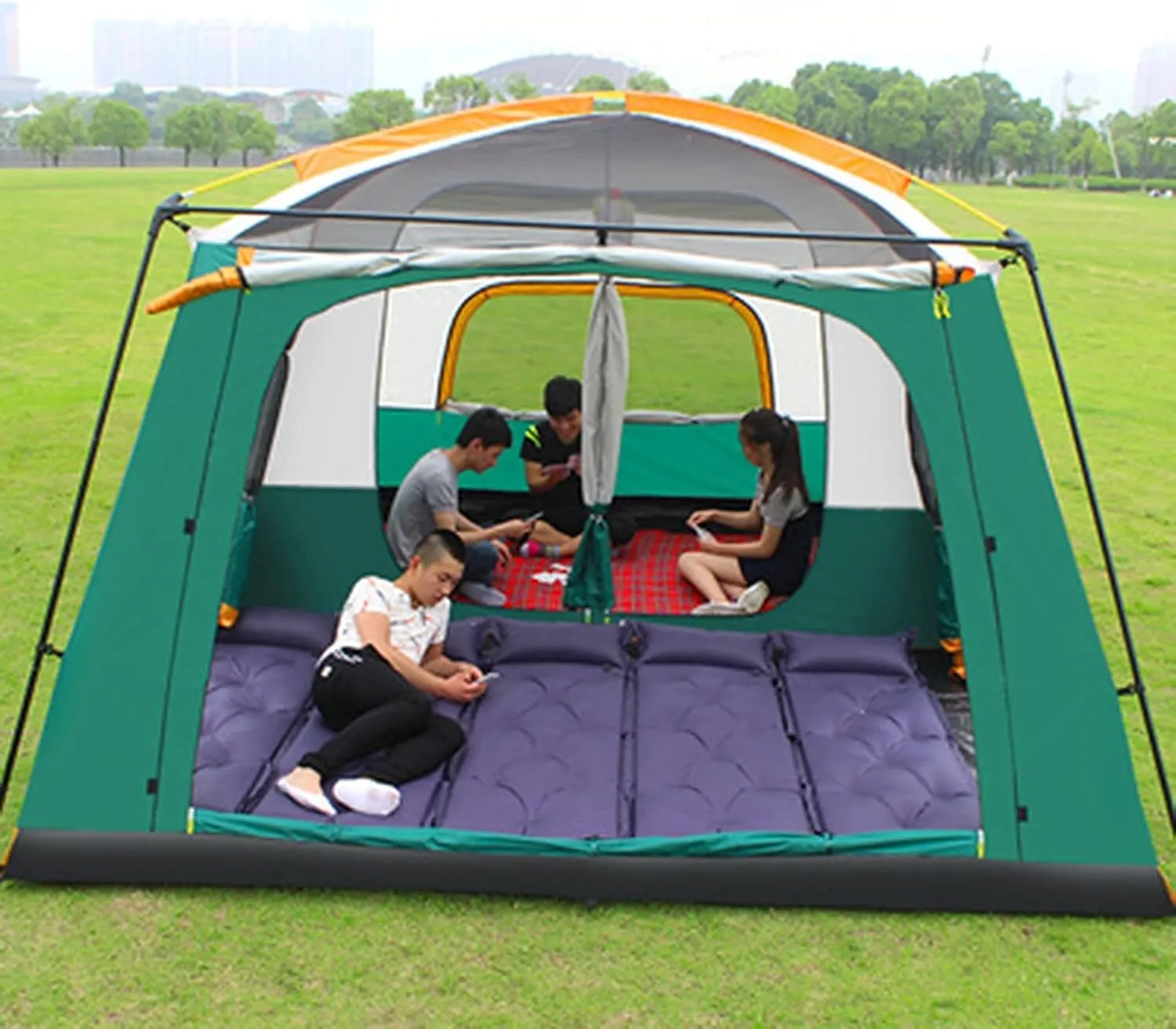 Portable Campitents Shelter Portable with Carry Bag Waterproof Hold 4-6 Persons Instant Setup Pop up Tent with Top Rainfly Doors Mesh Protection for Campihikimountaineering (Orae a