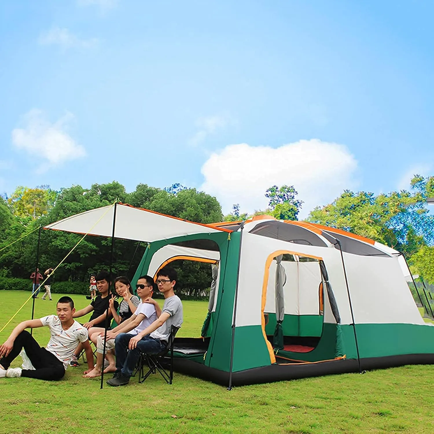 Portable Campitents Shelter Portable with Carry Bag Waterproof Hold 4-6 Persons Instant Setup Pop up Tent with Top Rainfly Doors Mesh Protection for Campihikimountaineering (Orae a