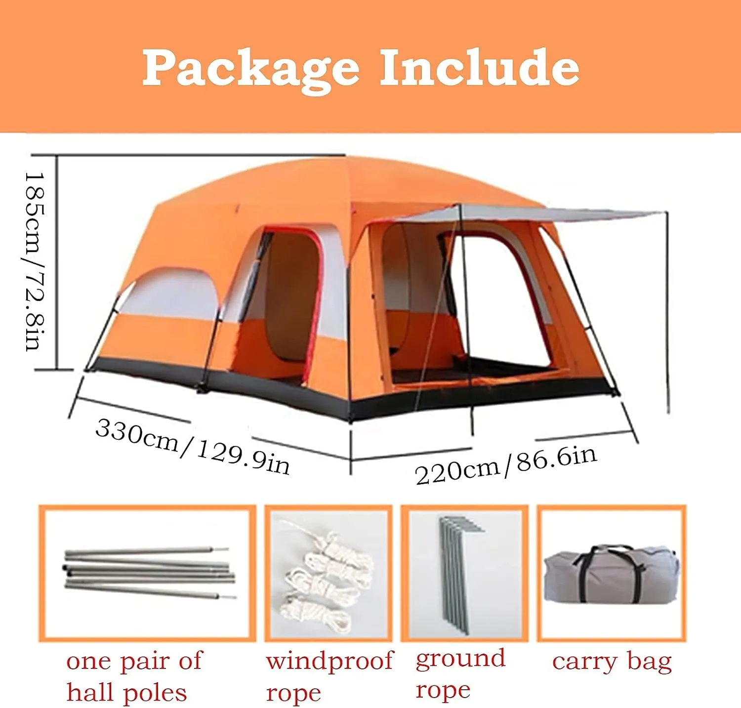 Portable Campitents Shelter Portable with Carry Bag Waterproof Hold 4-6 Persons Instant Setup Pop up Tent with Top Rainfly Doors Mesh Protection for Campihikimountaineering (Orae a