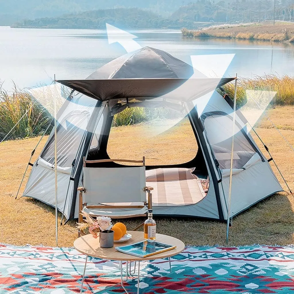 Portable Famlly Campitent Large Waterproof Pop up Tents 4/6 Person Room Cabin Tent Instant Setup with Sun Shade Automatic Aluminum Pole (a a)