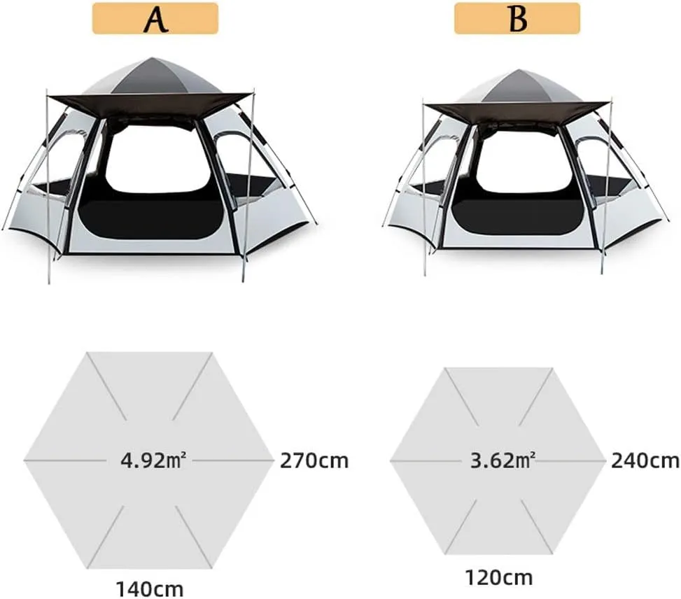 Portable Famlly Campitent Large Waterproof Pop up Tents 4/6 Person Room Cabin Tent Instant Setup with Sun Shade Automatic Aluminum Pole (a a)
