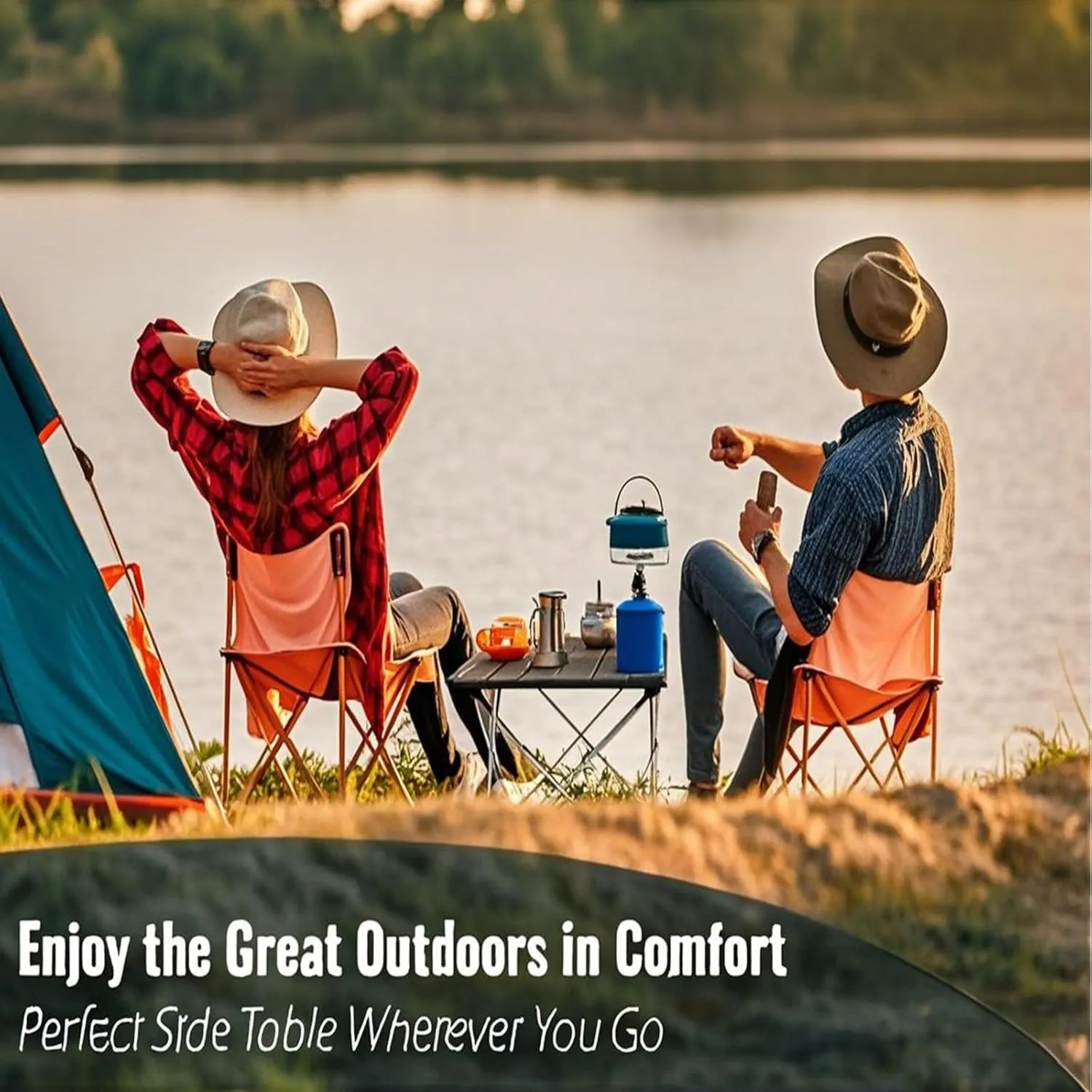 Portable Folding Camping Table, Roll-Up Aluminum Table with Carry Bag, Lightweight Design for Beach, Travel, and Outdoor Adventures Wood Color 95×55×50cm/37×21×19.7in
