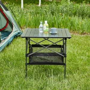 Portable Folding Outdoor Table with Carrying Bag, Lightweight Aluminum Roll-up Square Table for Outdoor Camping, Picnics, Beach,Backyard, BBQ, Party, Patio