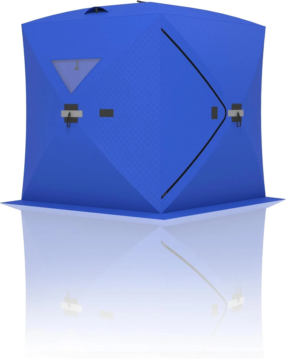 Portable Ice Fishing Shelter - Spacious 3 to 4-Person Pop-Up Ice Fishing Tent - Durable and Weather Resistant Winter Fishing Shelter - Lightweight and Easy to Set Up - Red/Blue