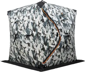 Portable Ice Fishing Tent, 1-2 People Ice Fishing Shelter, Lightweight Thermal Ice Fishing Tent with Ice Anchors, Carry Bag, Insulated Layer for Ice Winter Fishing(57.09 * 57.09 * 64.96 in)