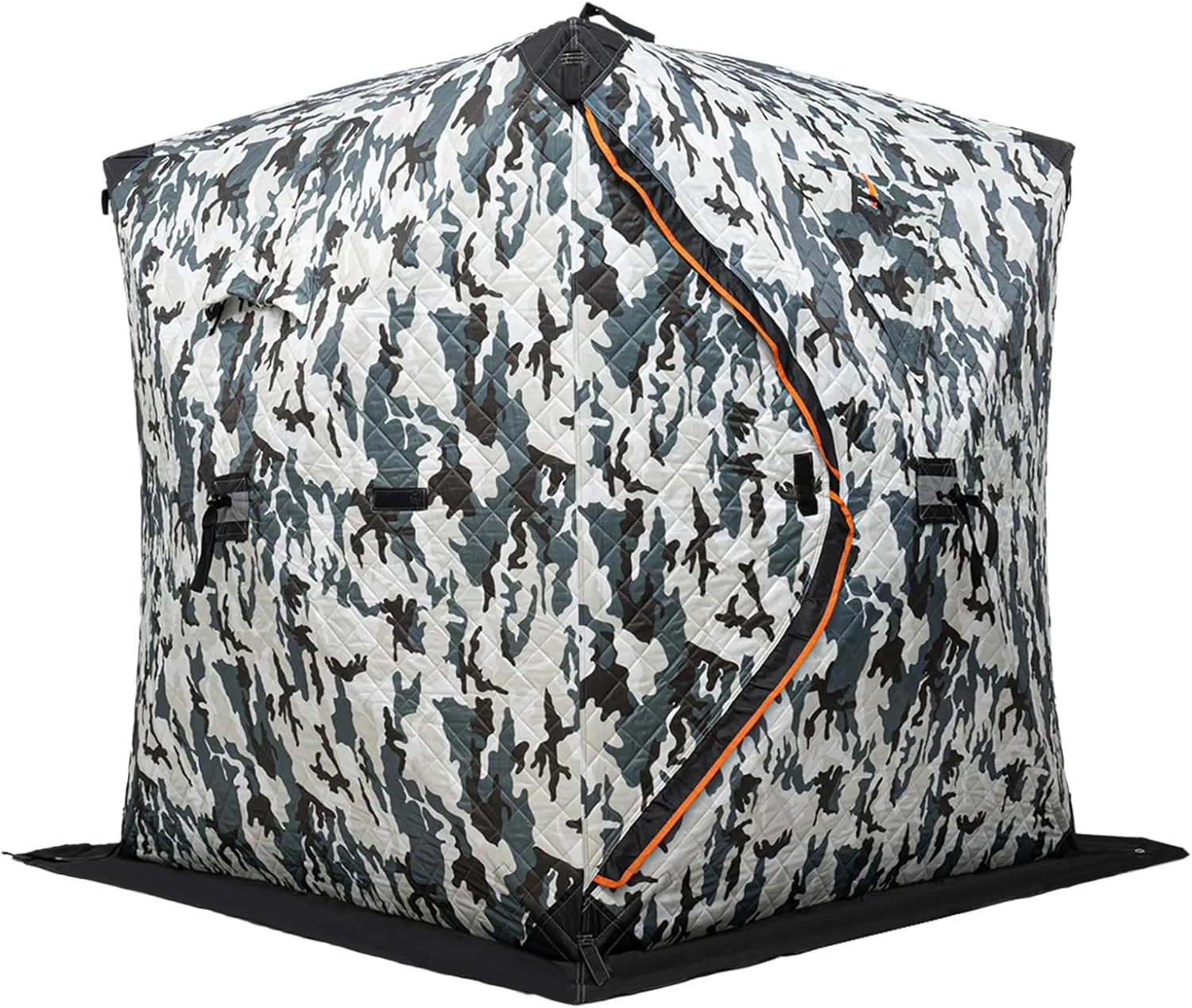 Portable Ice Fishing Tent, 1-2 People Ice Fishing Shelter, Lightweight Thermal Ice Fishing Tent with Ice Anchors, Carry Bag, Insulated Layer for Ice Winter Fishing(57.09 * 57.09 * 64.96 in)