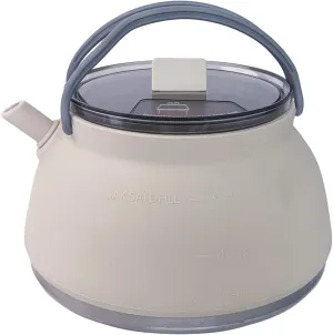 Portable Kettle 1.5L Camping Kettle with Handle Stainless Steel & Silicone Collapsible Pot with Lid & Fixing Strap for Travel, Camping, Picnic, BBQ.