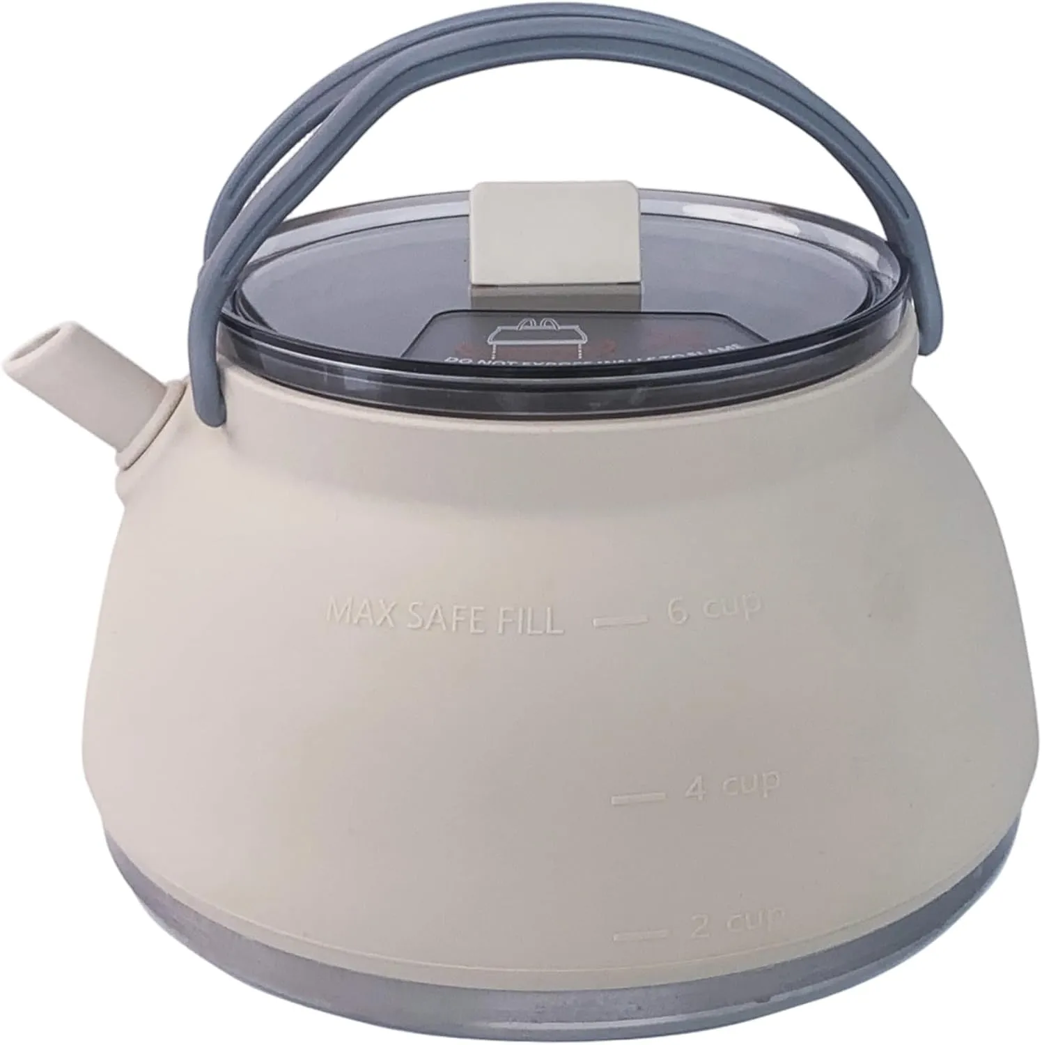 Portable Kettle 1.5L Stainless Steel Silicone Collapsible Kettle with Handle Lid Fixing Strap for Travel Camping Picnic BBQ