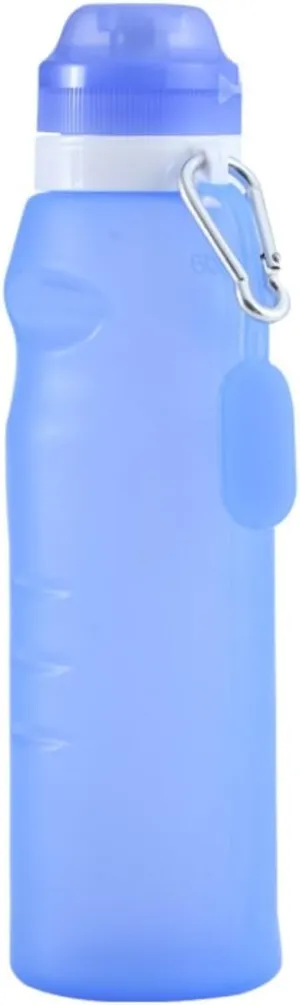 Portable Kettle Water Bottle Fitness Foldable Water Bottle Portable Retractable Silicone Water Bottles Outdoor Travel Drinking Cup Water Bottle (Color : Blue, Size : 600ml)