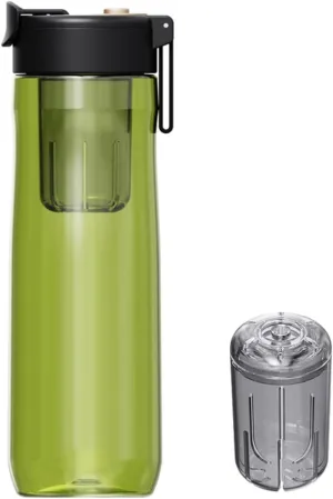 Portable Kettle Water Bottles Travel Insulated Water Bottles Magic Ball Magnetic Teacup T Plastic Large Capacity Sports Water Cup Water Bottle (Color : Green, Size : 7.5 * 8.8 * 24CM(800ML)_2)