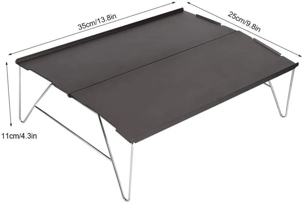 Portable Outdoor Hiking Folding Table, Aluminium Alloy Barbecue Picnic Dining Table, Durable Smooth Surface Camping Table-Gray