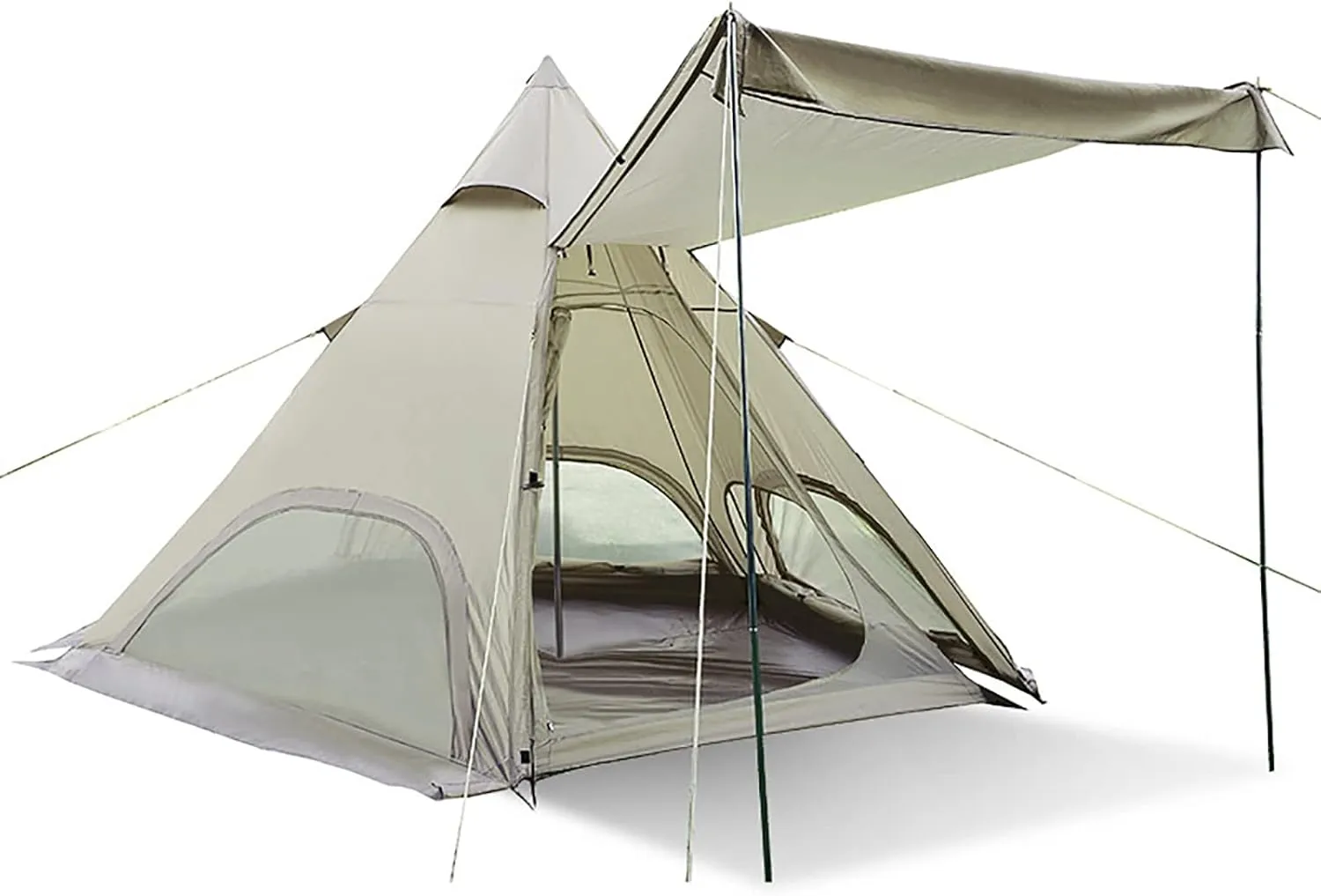 Portable Outdoor Tent, Oxcloth Waterproof Tent, Famlly Campitent Quick Set up Tent for Beach, Traveling, Hiking, Mountaineering, Outdoor Activities (3-4 Persons) (Green a)