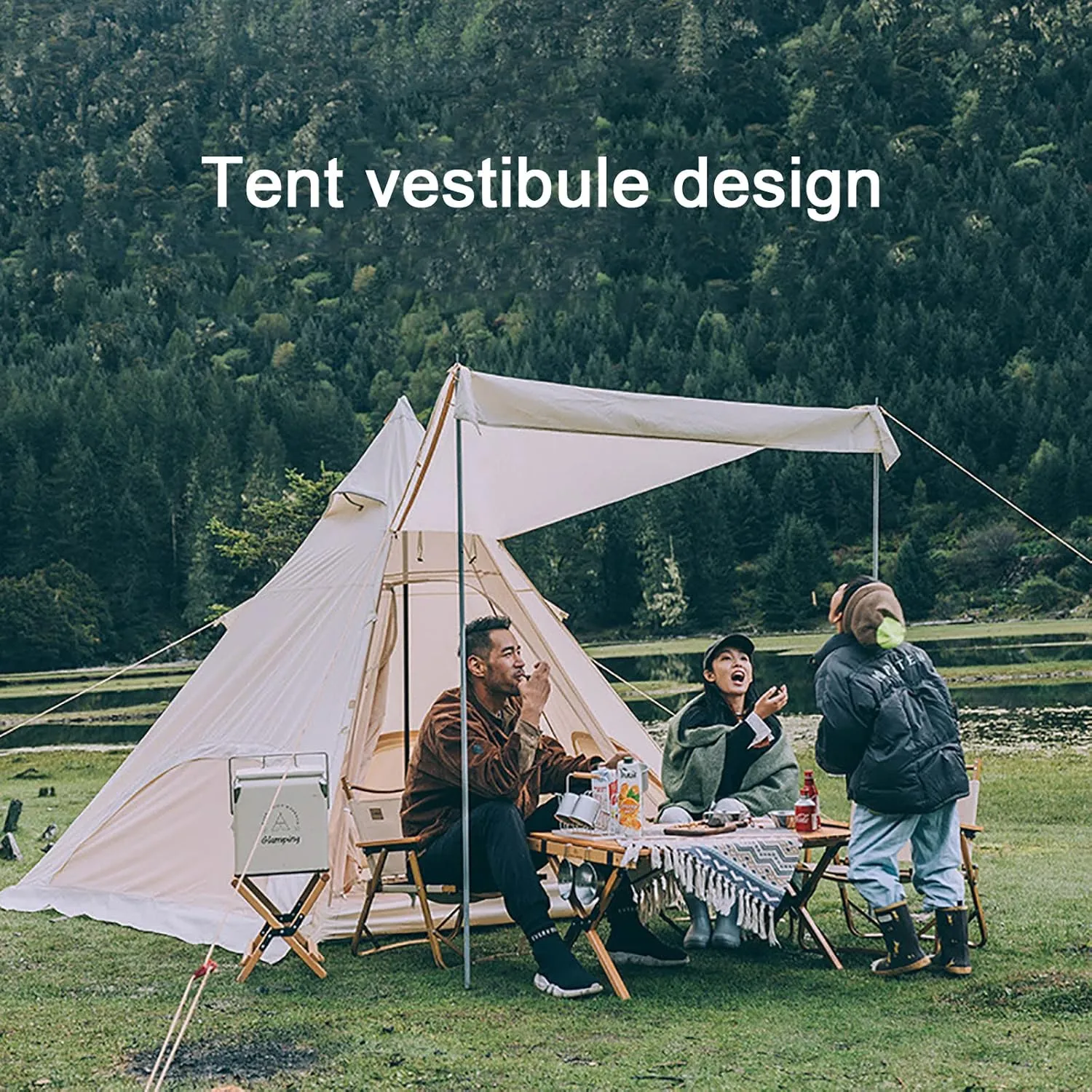 Portable Outdoor Tent, Oxcloth Waterproof Tent, Famlly Campitent Quick Set up Tent for Beach, Traveling, Hiking, Mountaineering, Outdoor Activities (3-4 Persons) (Green a)