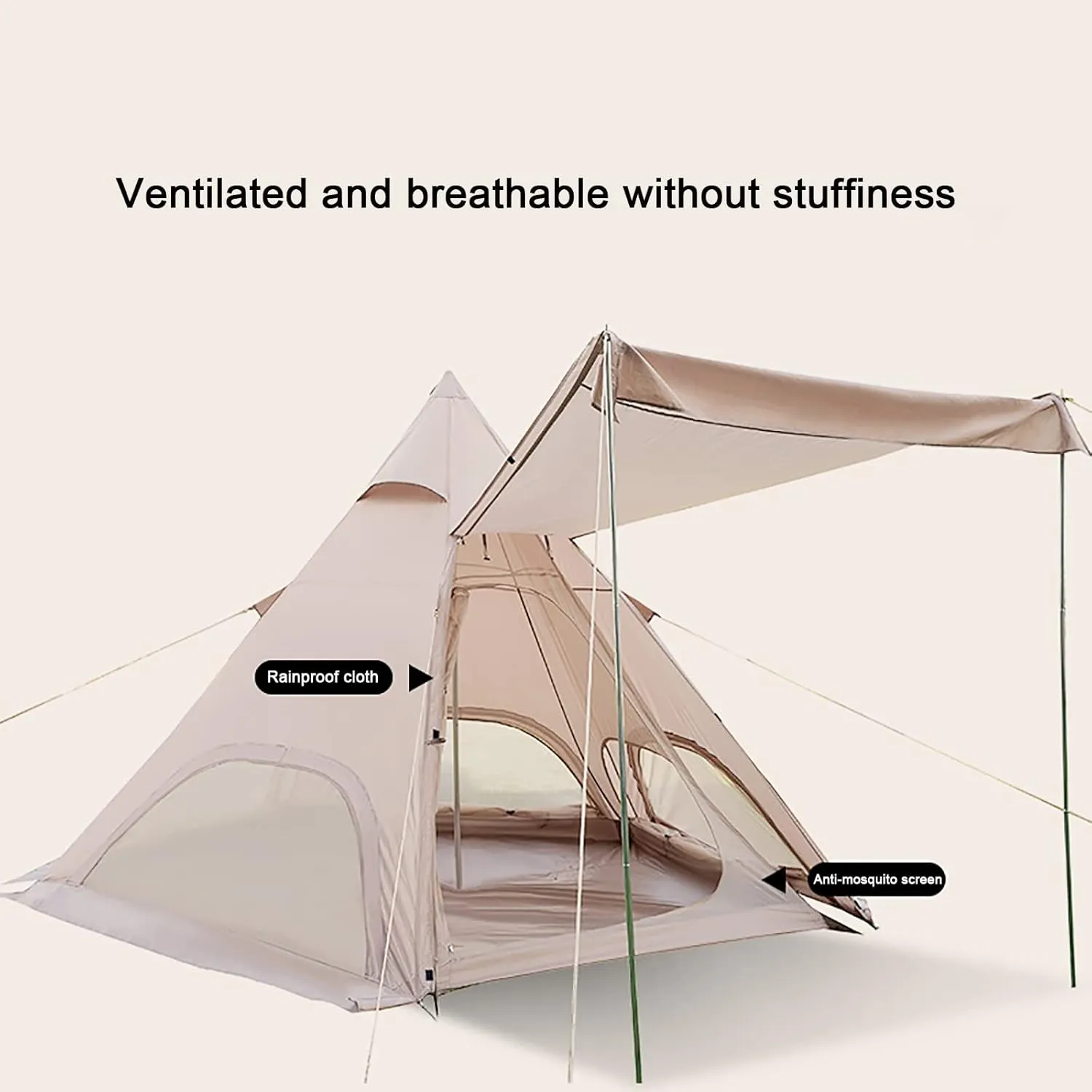 Portable Outdoor Tent, Oxcloth Waterproof Tent, Famlly Campitent Quick Set up Tent for Beach, Traveling, Hiking, Mountaineering, Outdoor Activities (3-4 Persons) (Green a)