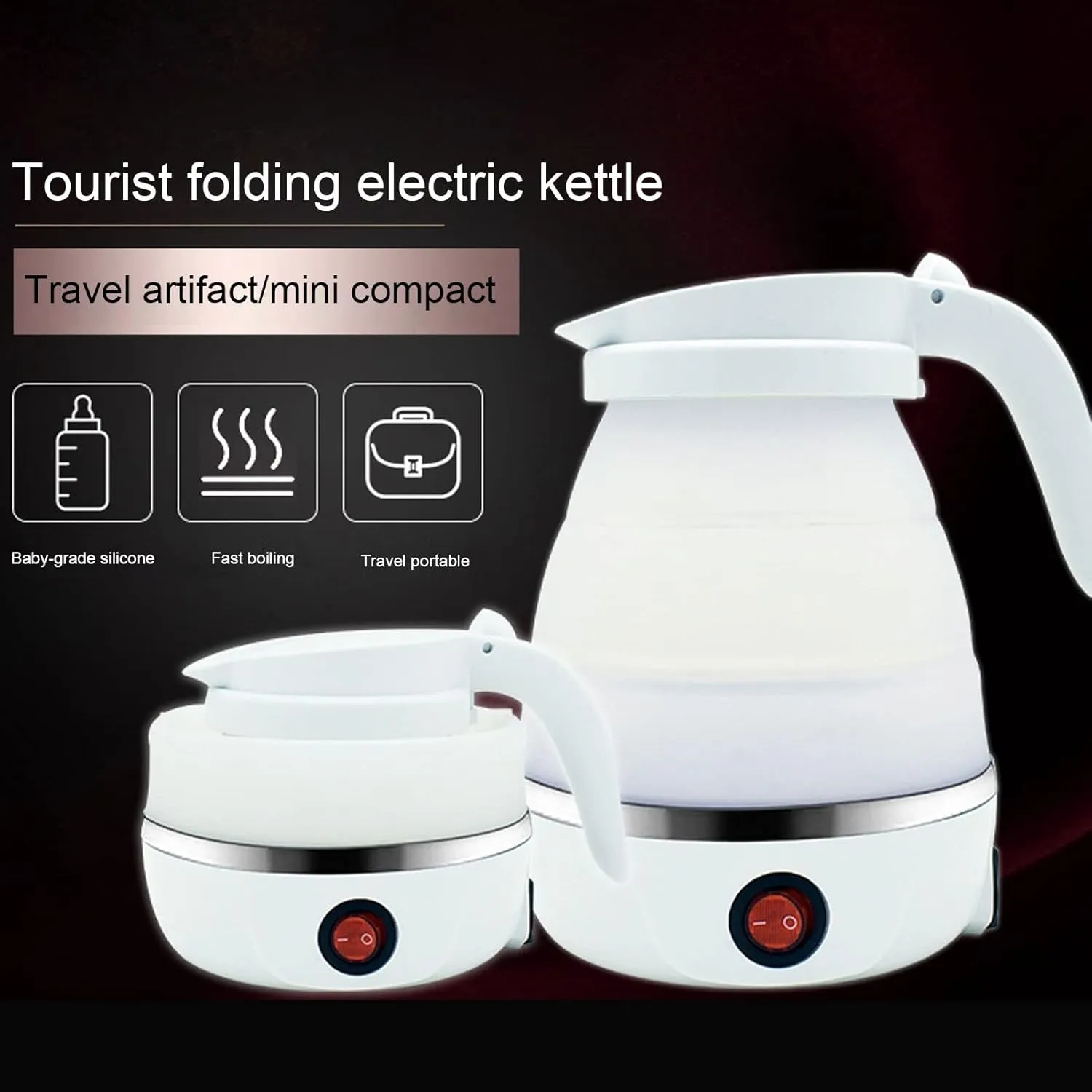 Portable Silicone Folding Water Boiler 400W Electric Kettle for Household Travel (White)