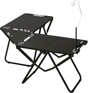 Portable Tables Folding, Metal Picnic Table, Easy Storage Grill Tables for Outside Versatile Beach Table Compact 1-2 Persons Camping Table for Outdoor BBQ Fishing Travel,Black,C
