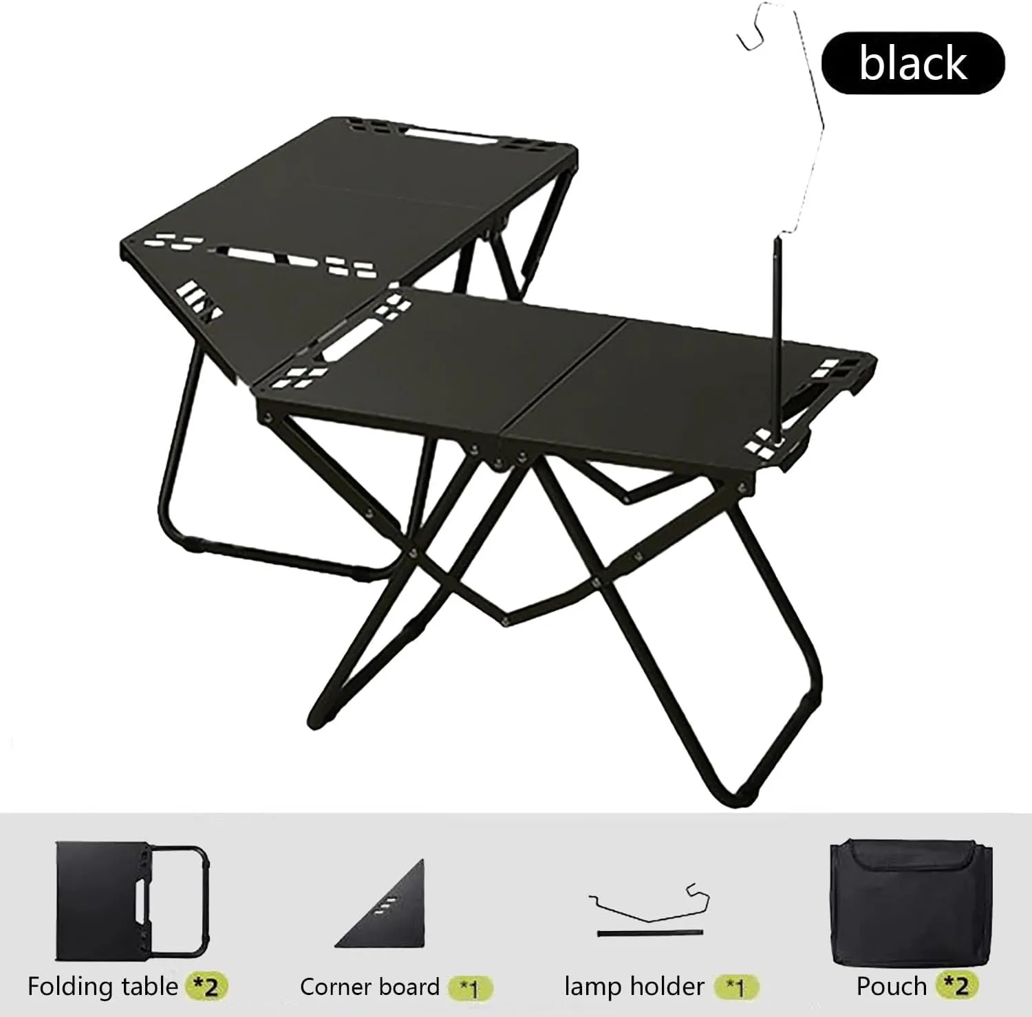 Portable Tables Folding, Metal Picnic Table, Easy Storage Grill Tables for Outside Versatile Beach Table Compact 1-2 Persons Camping Table for Outdoor BBQ Fishing Travel,Black,C