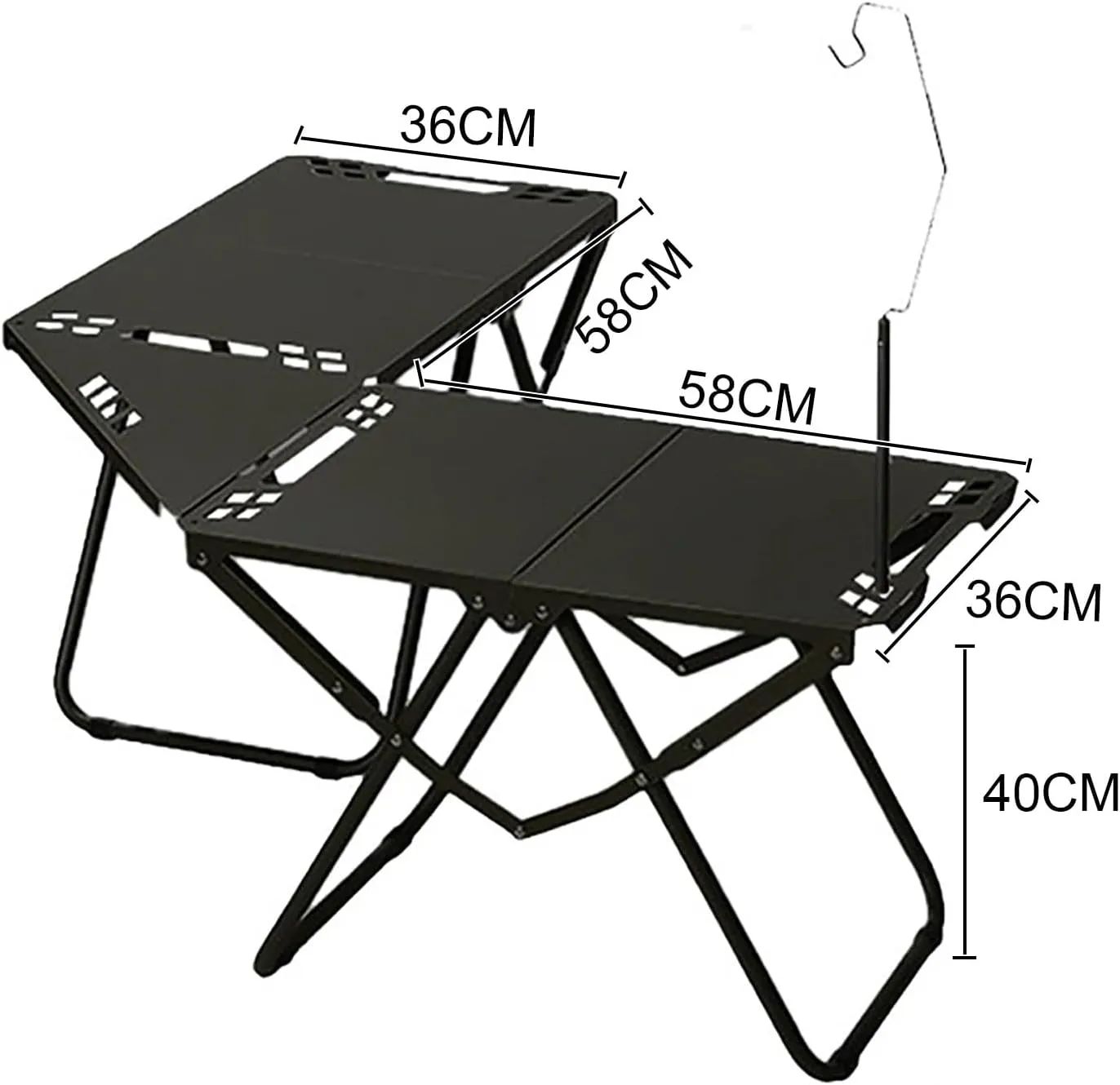 Portable Tables Folding, Metal Picnic Table, Easy Storage Grill Tables for Outside Versatile Beach Table Compact 1-2 Persons Camping Table for Outdoor BBQ Fishing Travel,Black,C