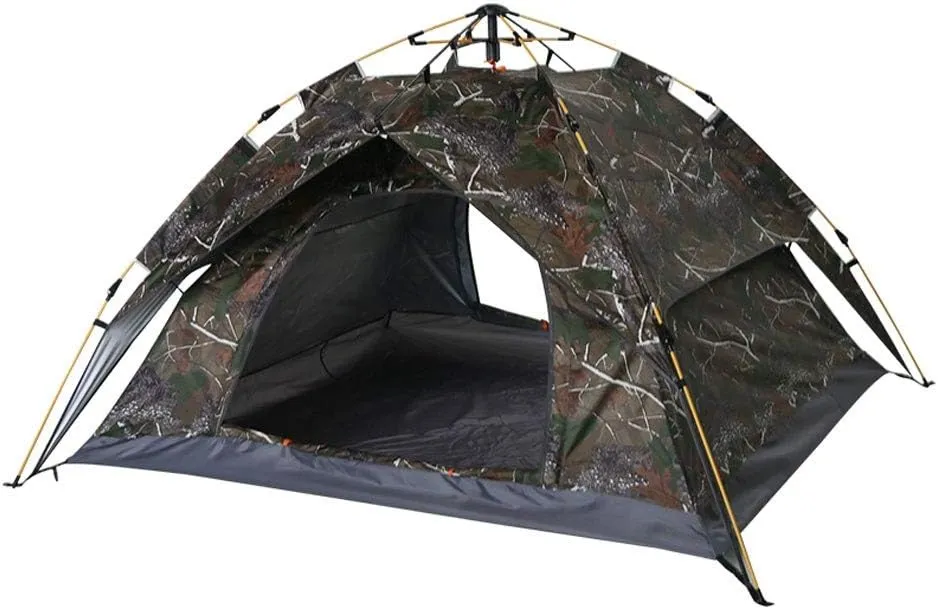 Portable Tent,Outdoor Tent,3-4 Persons Waterproof Camping Camouflage Tent Polyester Fabric Double Layer Tents for Outdoor Travel Hiking