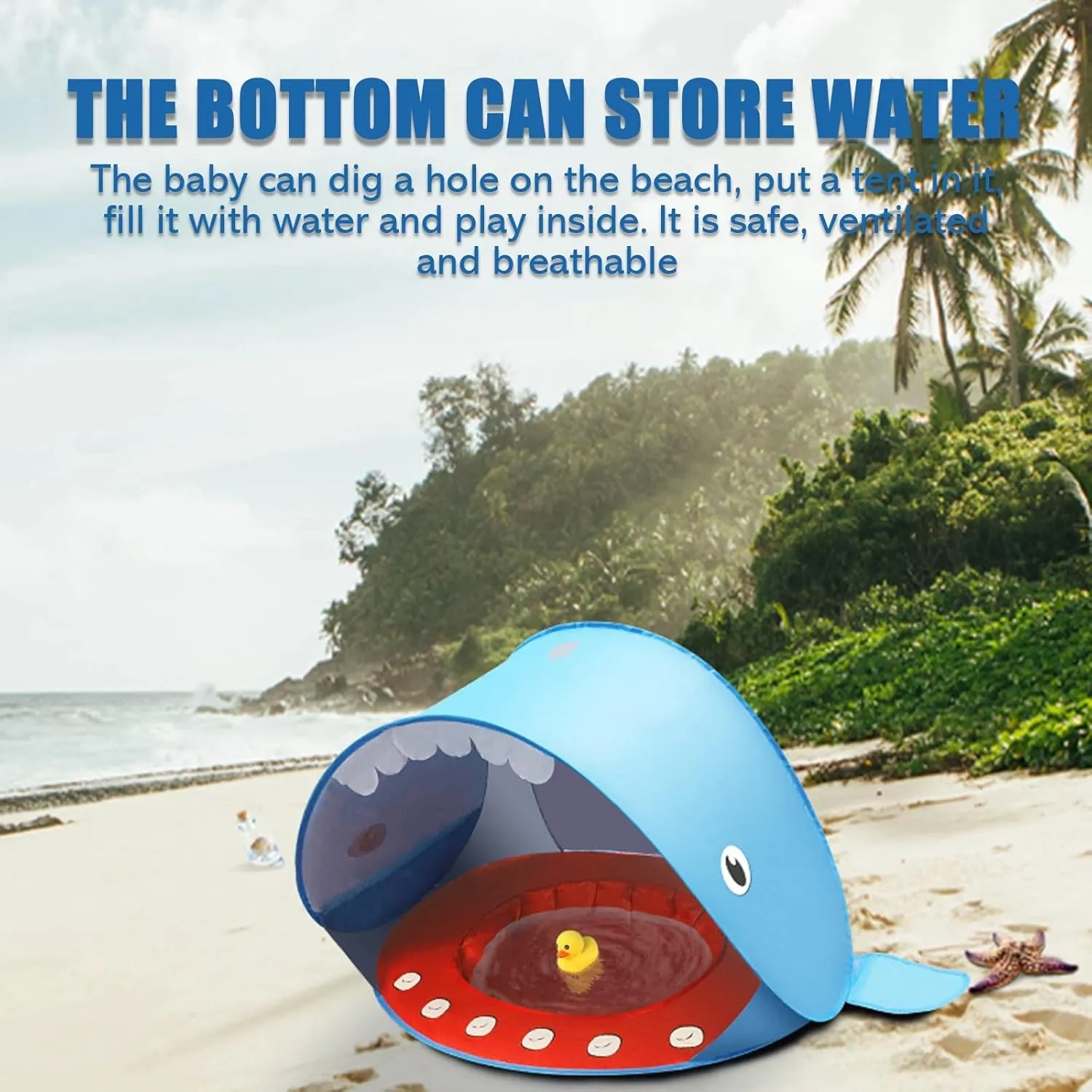 Portable UV-Resistant Baby Beach Tent, Mono Baby Beach Tent Pop up with Pool, Pop up Portable Easy Set Kids Shade Pool, UV Protection Dome for Babies Kids Infant Toddlers(Style 3,Set 2)