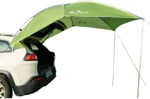 Portable Waterproof Car Rear Tent, Outside Camping Shelter Outdoor Car Tent, Trailer Tent Roof Top for Beach (Green)