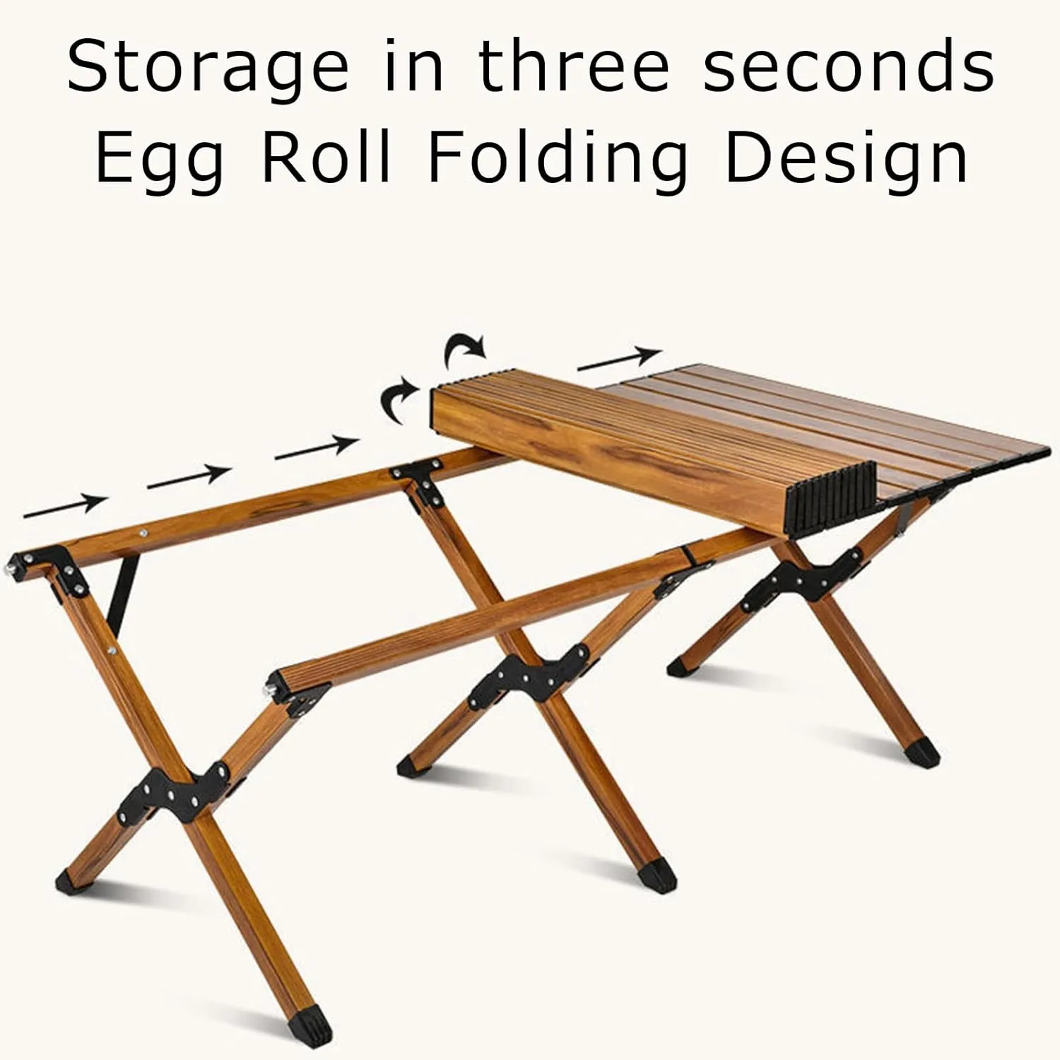 Portable Wooden Folding Travel Camping Table for Outdoor/Indoor Picnic, BBQ, Hiking with Carrying Bag, Low Height Portable Folding Travel Camping Table Multi-Purpose