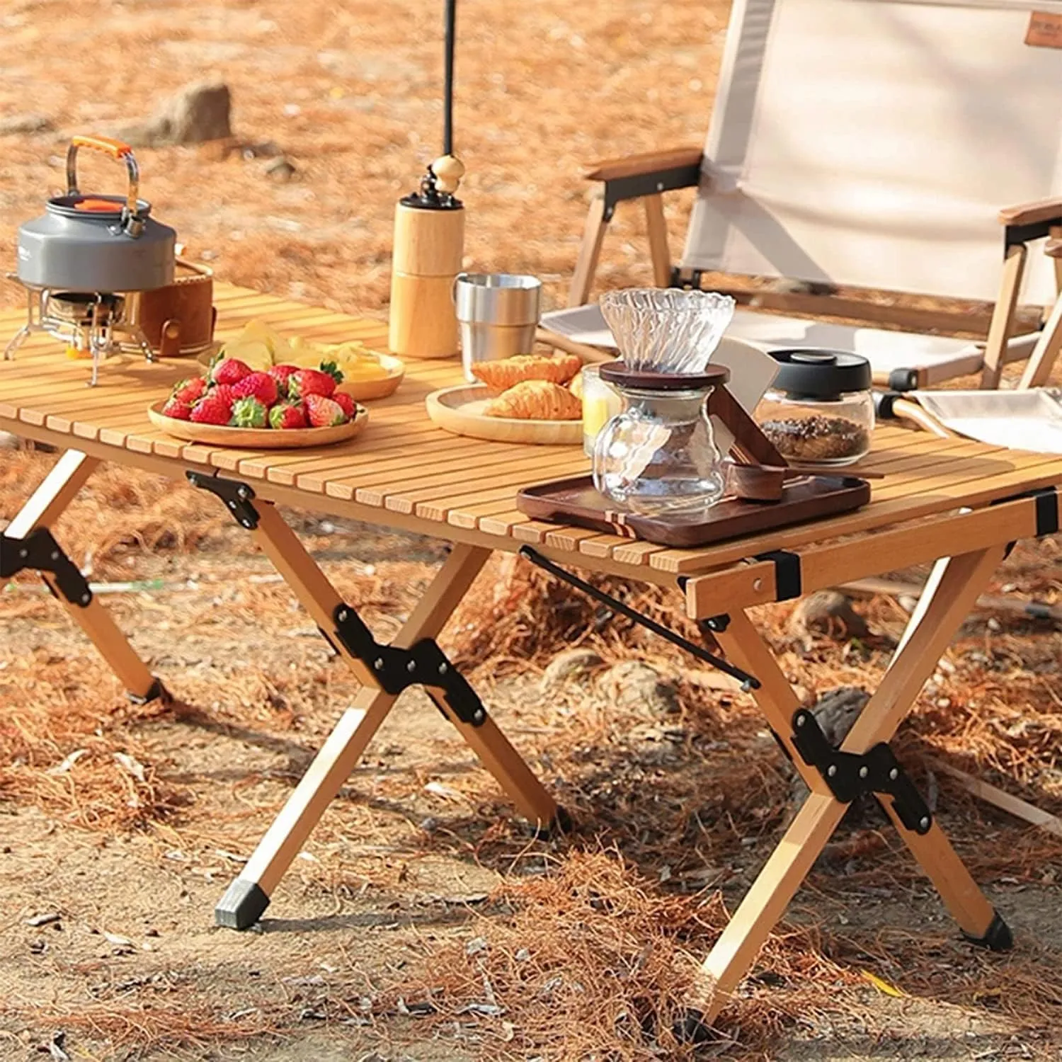 Portable Wooden Folding Travel Camping Table for Outdoor/Indoor Picnic, BBQ, Hiking with Carrying Bag, Low Height Portable Folding Travel Camping Table Multi-Purpose