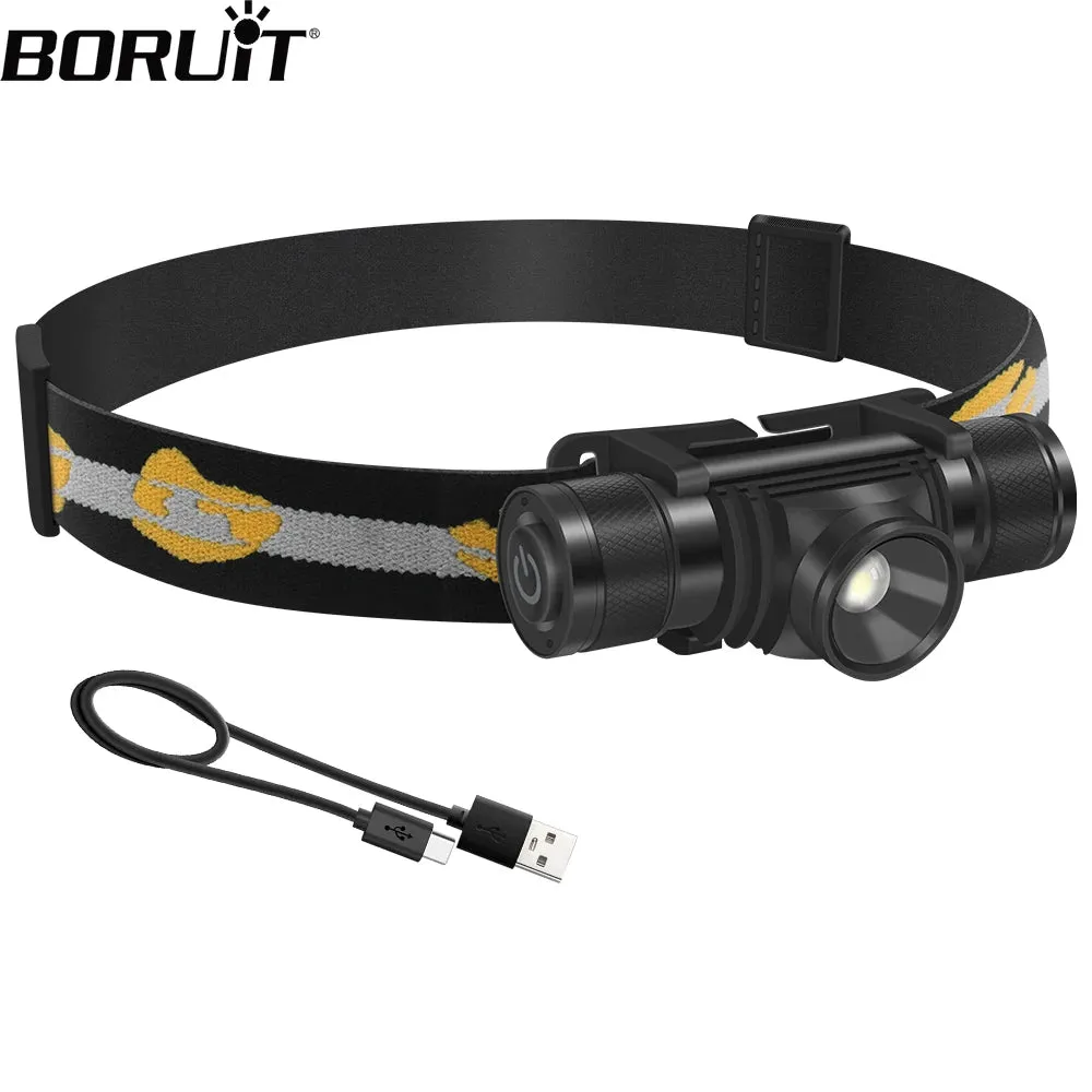 Powerful LED Zoom Headlamp, Rechargeable Type-C Headlight, Waterproof 18650 Head Torch for Camping & Fishing