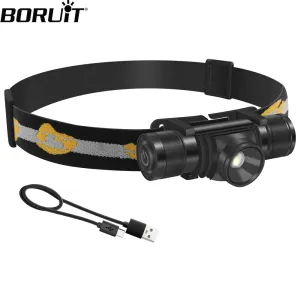 Powerful LED Zoom Headlamp, Rechargeable Type-C Headlight, Waterproof 18650 Head Torch for Camping & Fishing