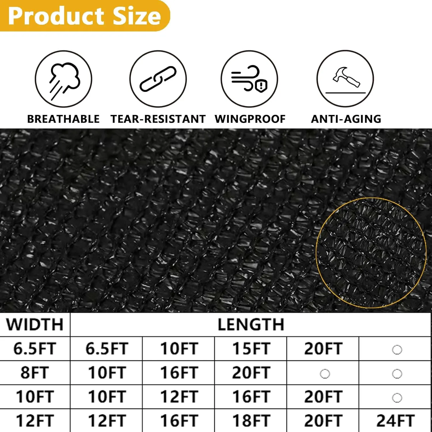 POYEE 90% 12ftx16ft Black Shade Cloth Taped Edge with Brass Grommets Garden Sun Shade UV Resistant Sunblock Shade Net for Outdoor Plants Vegetables Greenhouse