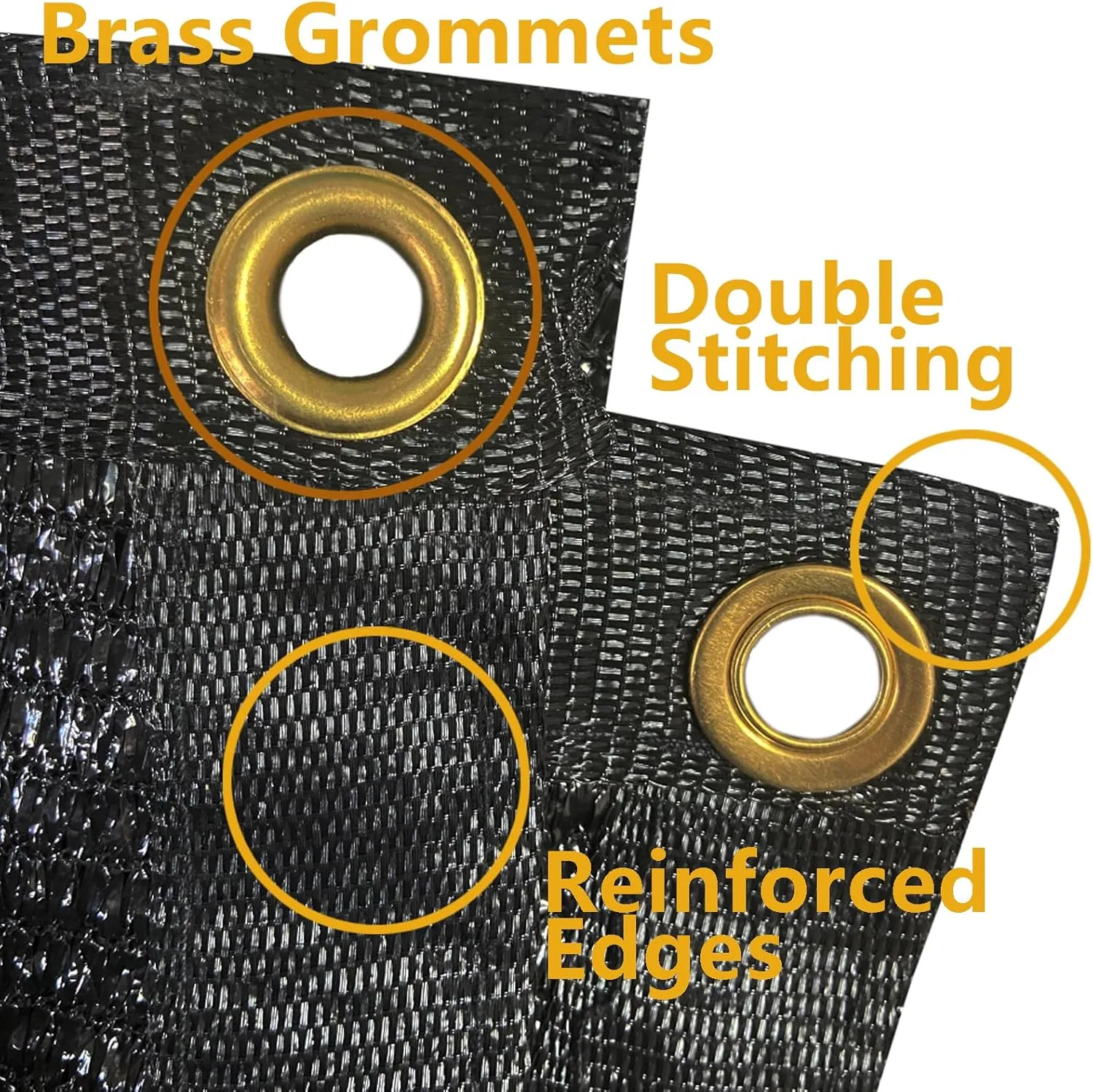 POYEE 90% 12ftx16ft Black Shade Cloth Taped Edge with Brass Grommets Garden Sun Shade UV Resistant Sunblock Shade Net for Outdoor Plants Vegetables Greenhouse
