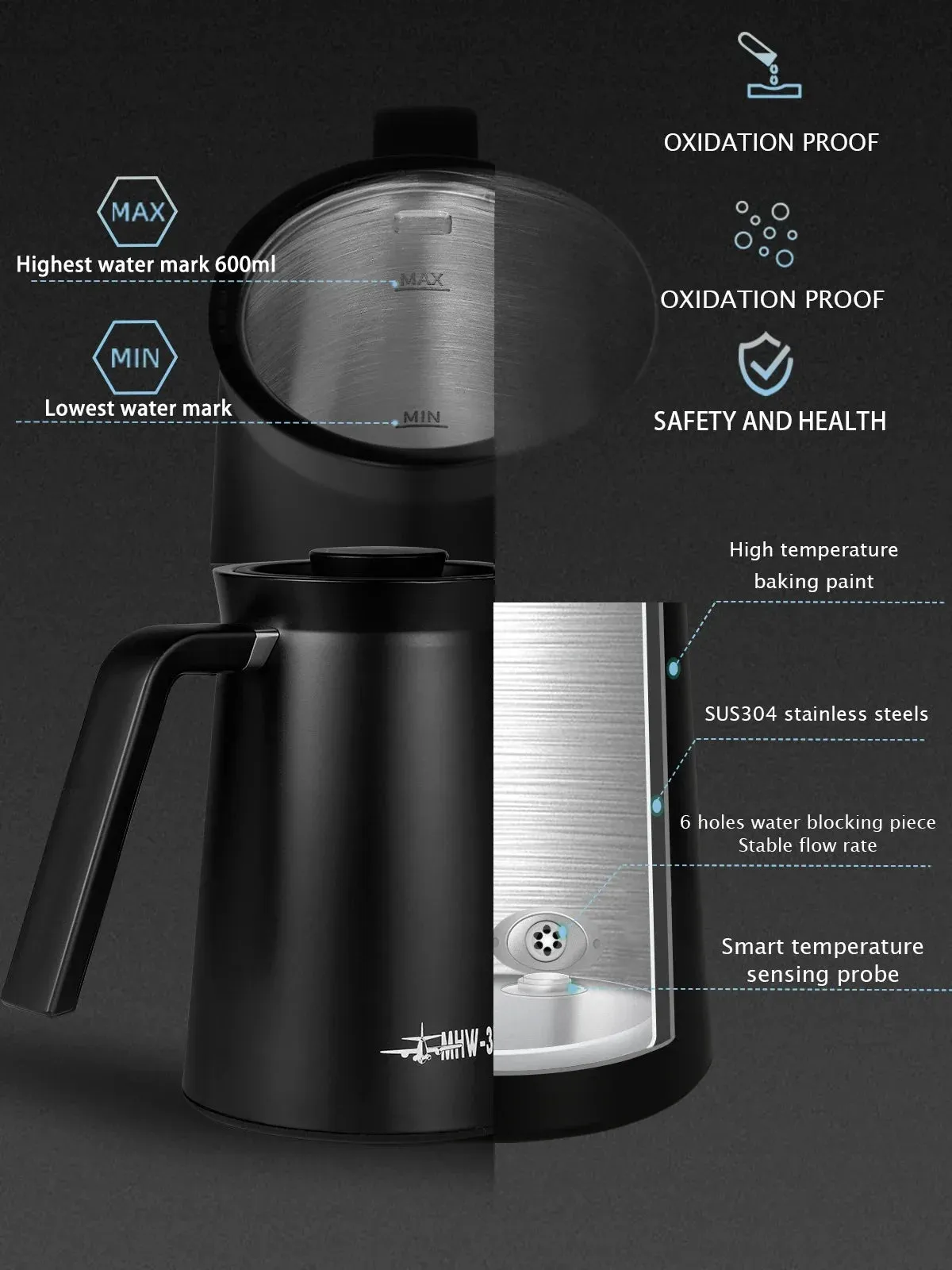 Precision Gooseneck Electric Kettle – 1200W Stainless Steel