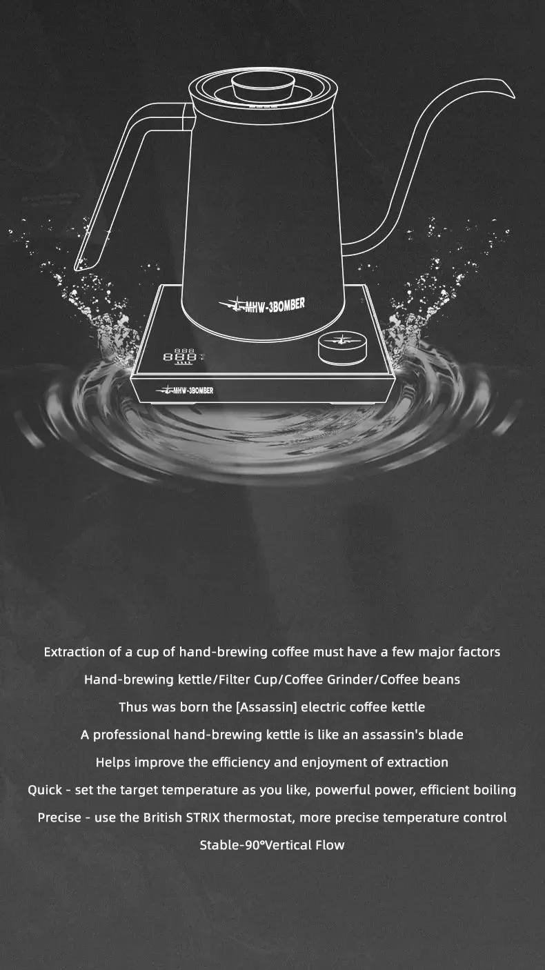 Precision Gooseneck Electric Kettle – 1200W Stainless Steel