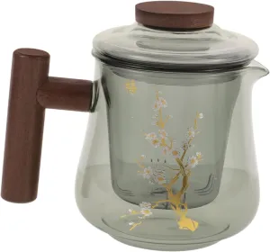 PRETYZOOM Borosilicate Glass Teapot with Infuser and Cups Ergonomic Handle Heat Preserving Lid for Brewing Tea and Beverages Office Versatile Glass Kettle for Camping and Travel